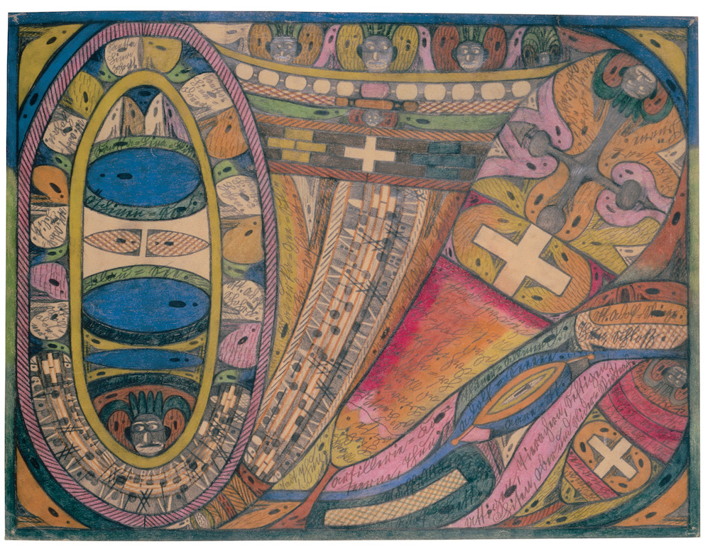 Adolf Wölfli The Kander Valley in the Bernese Oberland, 1926 Pencil and colored pencil on paper 18 1/2 x 24 3/8 inches (47 x 61.9 cm) American Folk Art Museum, Blanchard-Hill Collection, Gift of M. Anne Hill and Edward V. Blanchard, Jr.